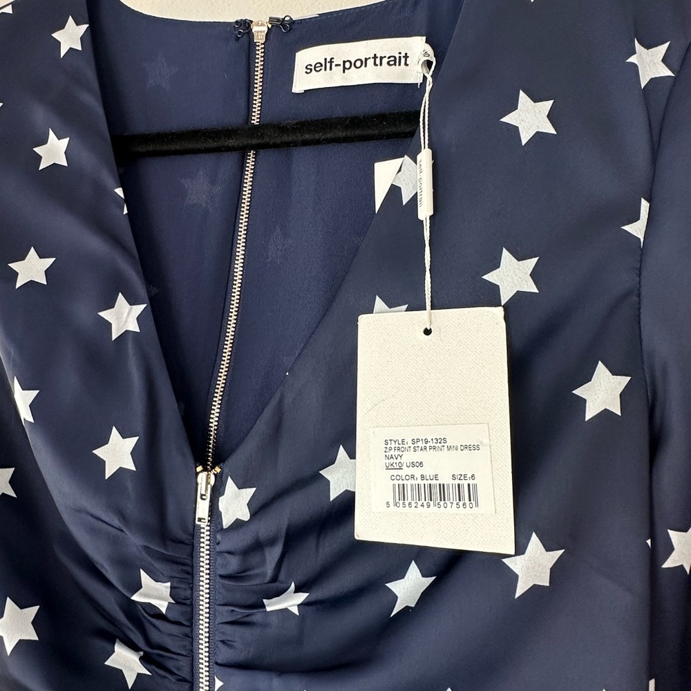 Self Portrait Star Print Zipper Mini Dress NWT - Picture 8 of 11